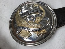 Harley Davidson Belt Buckle Silver and gold color, Leather Belt Men's Brown