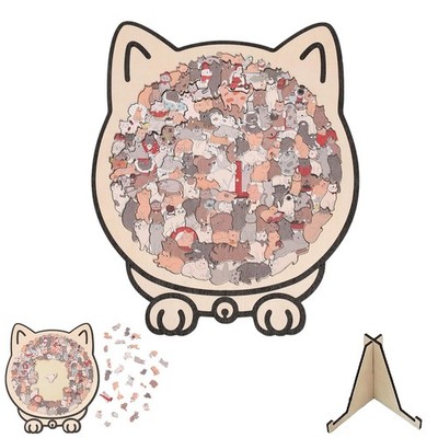 135-Piece Colored Cat Shaped Wooden Jigsaw Puzzle,Cats 135 pieces 
