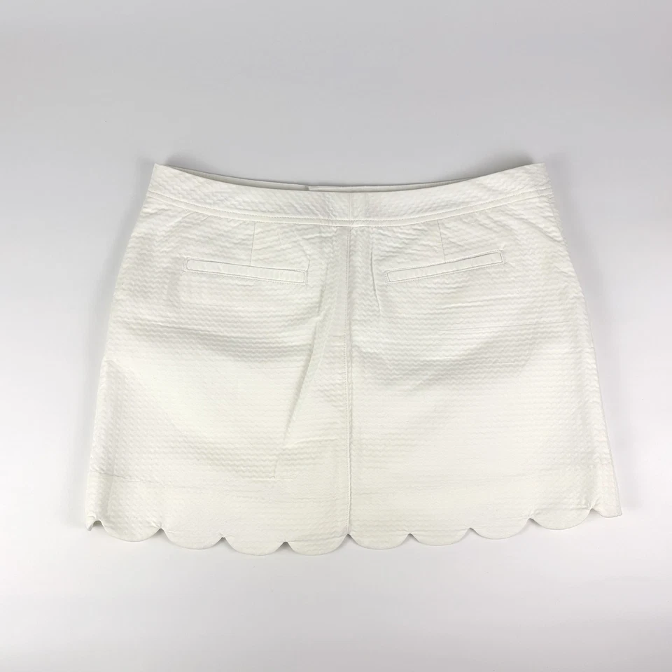 Lily Pulitzer Colette 扇贝下摆短裙女式 12 码度假村白色学院风乡村风 — 第 2/4 张图片