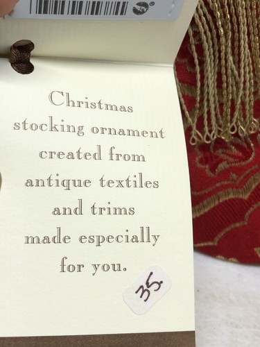 Handgefertigter MINI STRÜMPFE aus antiken Vintage Textilien von B-VIZ rot mit gold - L42 - Bild 5 von 13