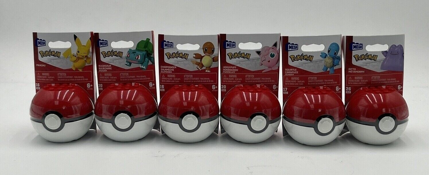 Mega Construx Pokemon Pokeball Mix Lot Of 6 Building Set New