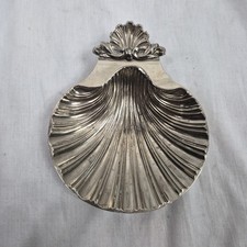 Ancien plat à coquillage en argent Bellmark pied Angleterre Sheffield 1785-1860 décor