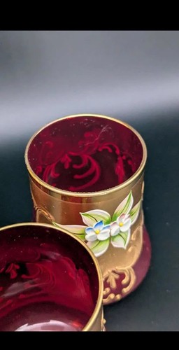 Signierte Murano Glas Karaffe Set mit sechs Gläsern 24K Blattgold - San Marco - Bild 15 von 20