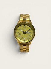 Mens Gold Fossil Watch Quartz Stainless Steel With Date Indicator AM4435