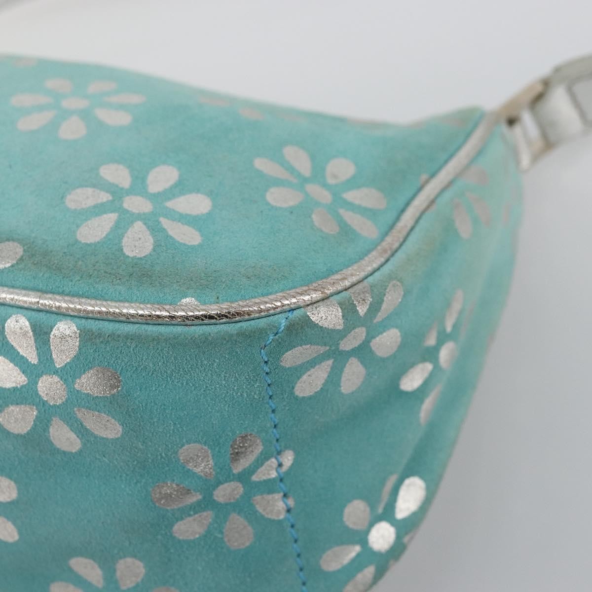 CELINE Accessory Pouch Suede Light Blue Silver Auth BAZ625A — image 9