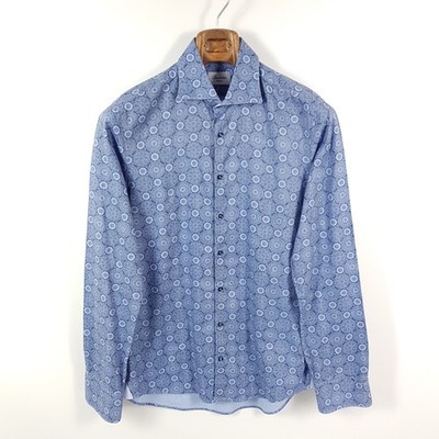 Stenströms Hemd Herren Gr 40 15,75 Blau Slim Fit Muster Freizeit Shirt Baumwolle