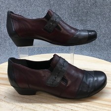 Remonte Shoes Womens 42 Casual Slip On Low Heels Loafer Black Burgundy Leather