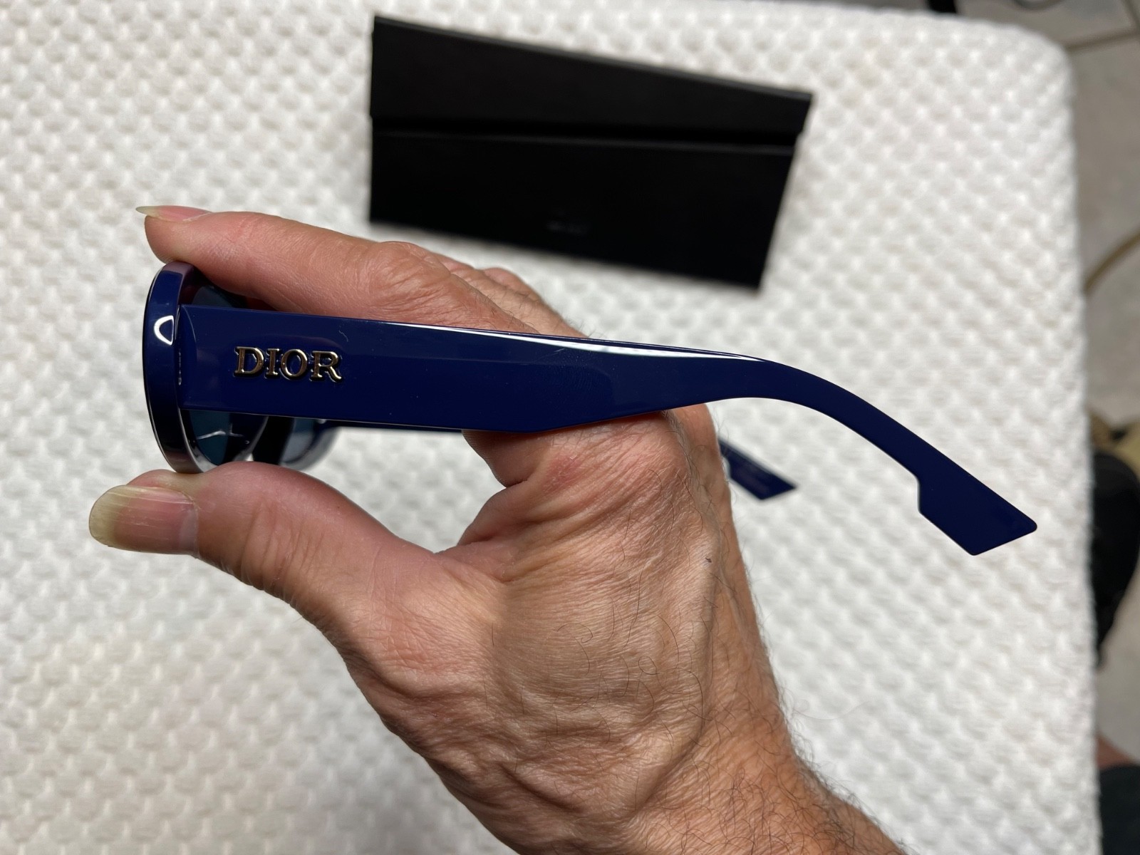 Christian Dior Oblique CD Gold Logo Blue Iconic Sunglasses with case, image 3