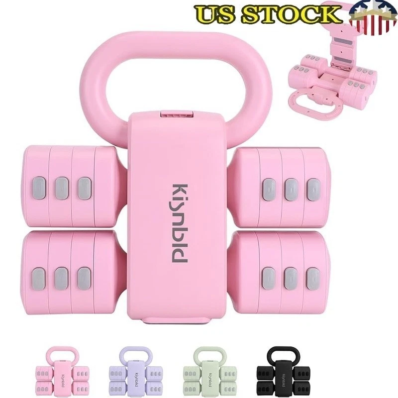 Adjustable Kettlebell Dumbbell Set Full Body Workout Quick Change Weights Pink