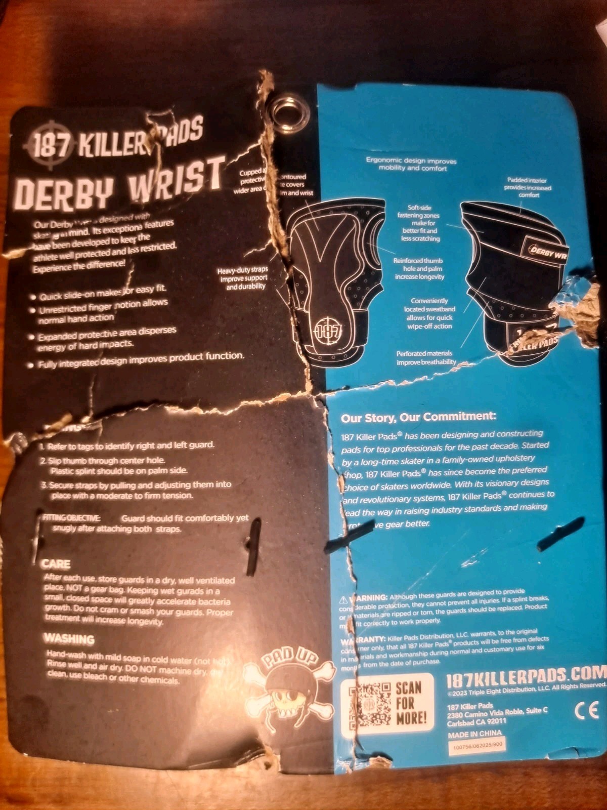 187 Killer Pads Derby Wrist Guard - Black - Large 