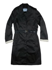 PRADA F/W 2019 Black Nylon Gabardine Belted Trench Coat Jacket IT38/US4 NWT