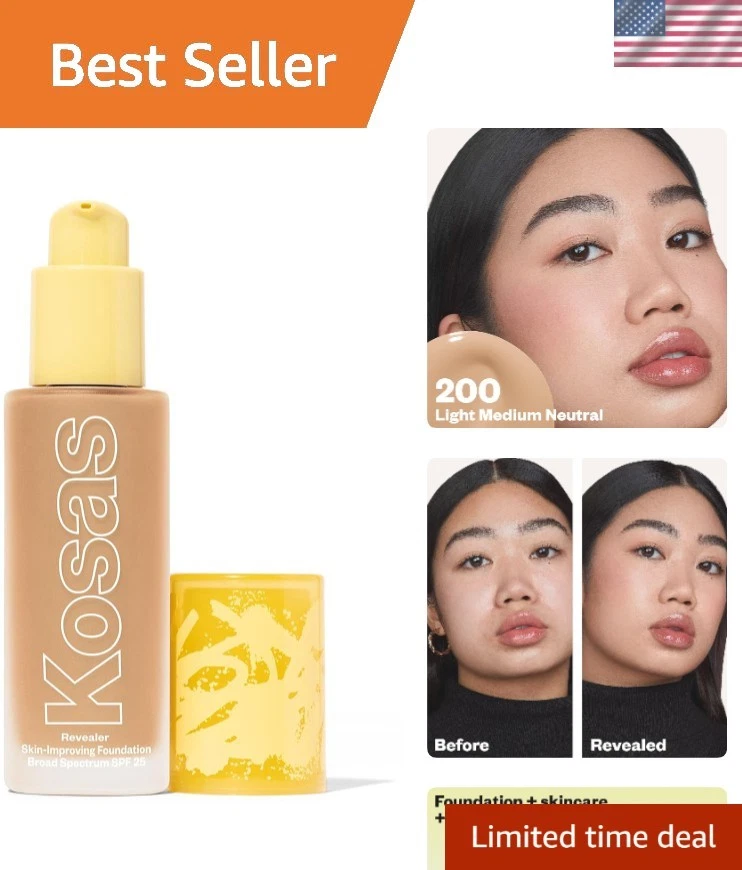 Revealer Liquid Foundation SPF 25 – Medium Buildable Coverage, Hydrating Natu...