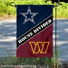 House Divided Cowboys and Commanders Garden Flag and Yard Banner