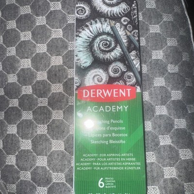 Derwent Academy Sketching Drawing Pencil Set with Case (6) 3B 2B B HB H 2H