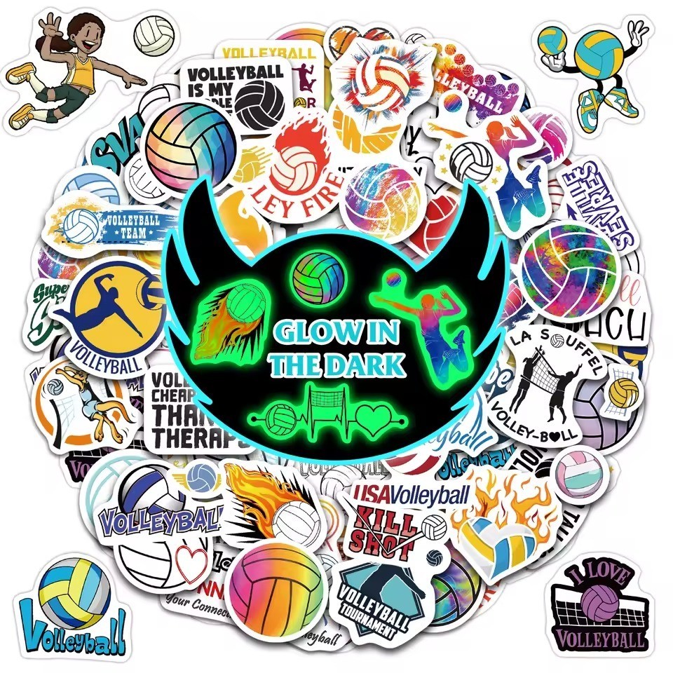 Volleyball Stickers - Waterproof Vinyl Decals for Laptop, Wa