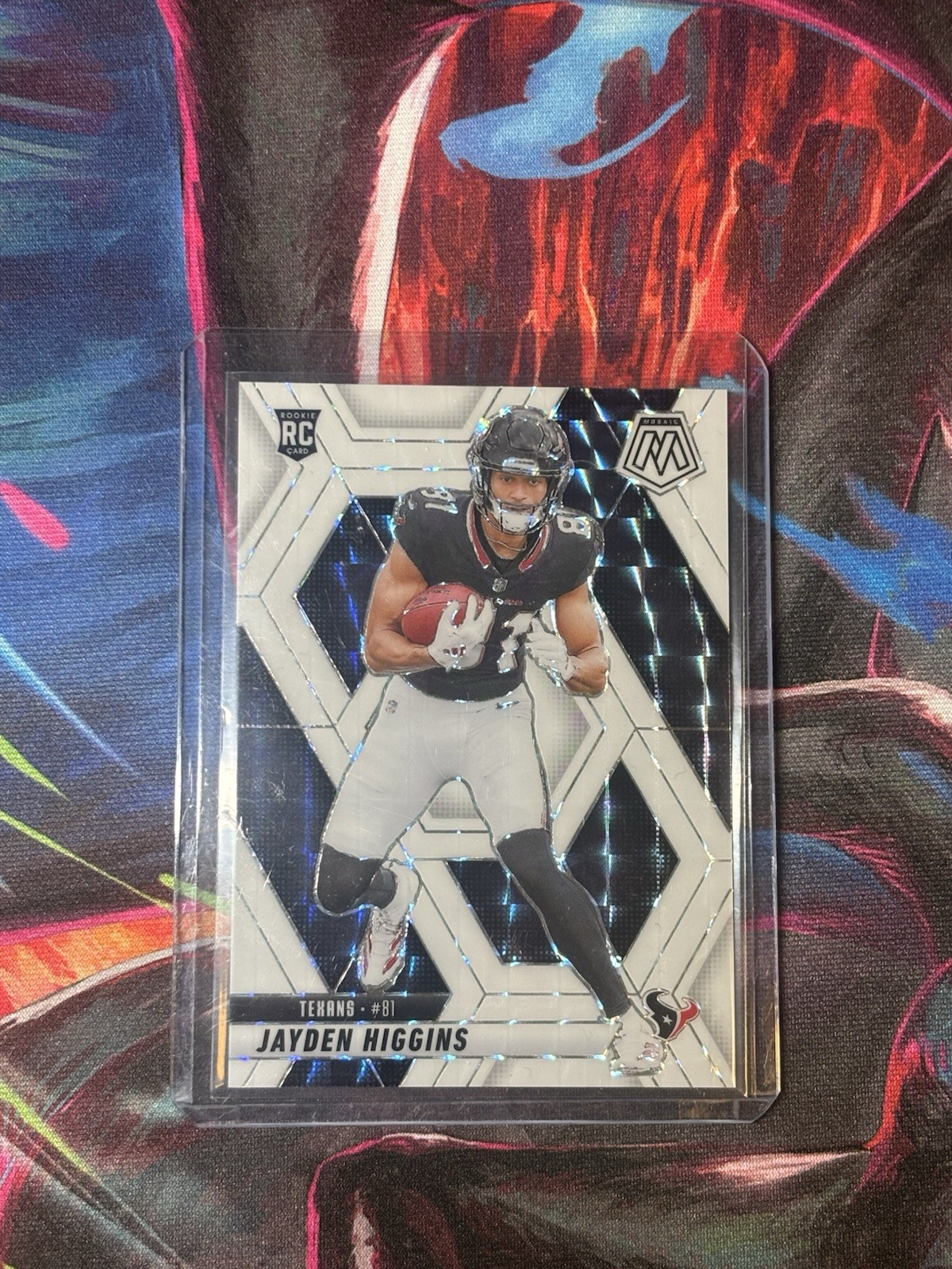 2025 Panini Mosaic Jayden Higgins White Prizm /25 RC SSP Texans (#346)