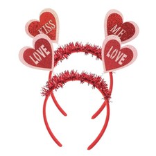 2 PCS Valentines Day Heart Headband Love Hair Accessories Women Girls Red