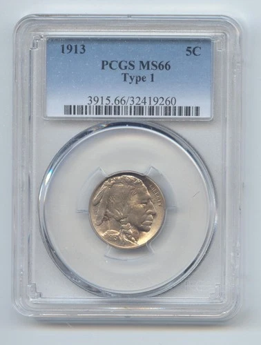 1913 Type 1 Buffalo Nickel, PCGS MS-66
