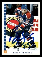 1993 Score Hockey #64 Brian Benning Signed Autograph (no COA)