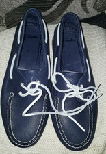 Image of clarks blue leather boating deck shoes loafers uk 8 new