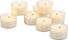 Bulk 96 Pack Unscented Smokeless Long Burning Clear Cup Tea Light Candles wit...