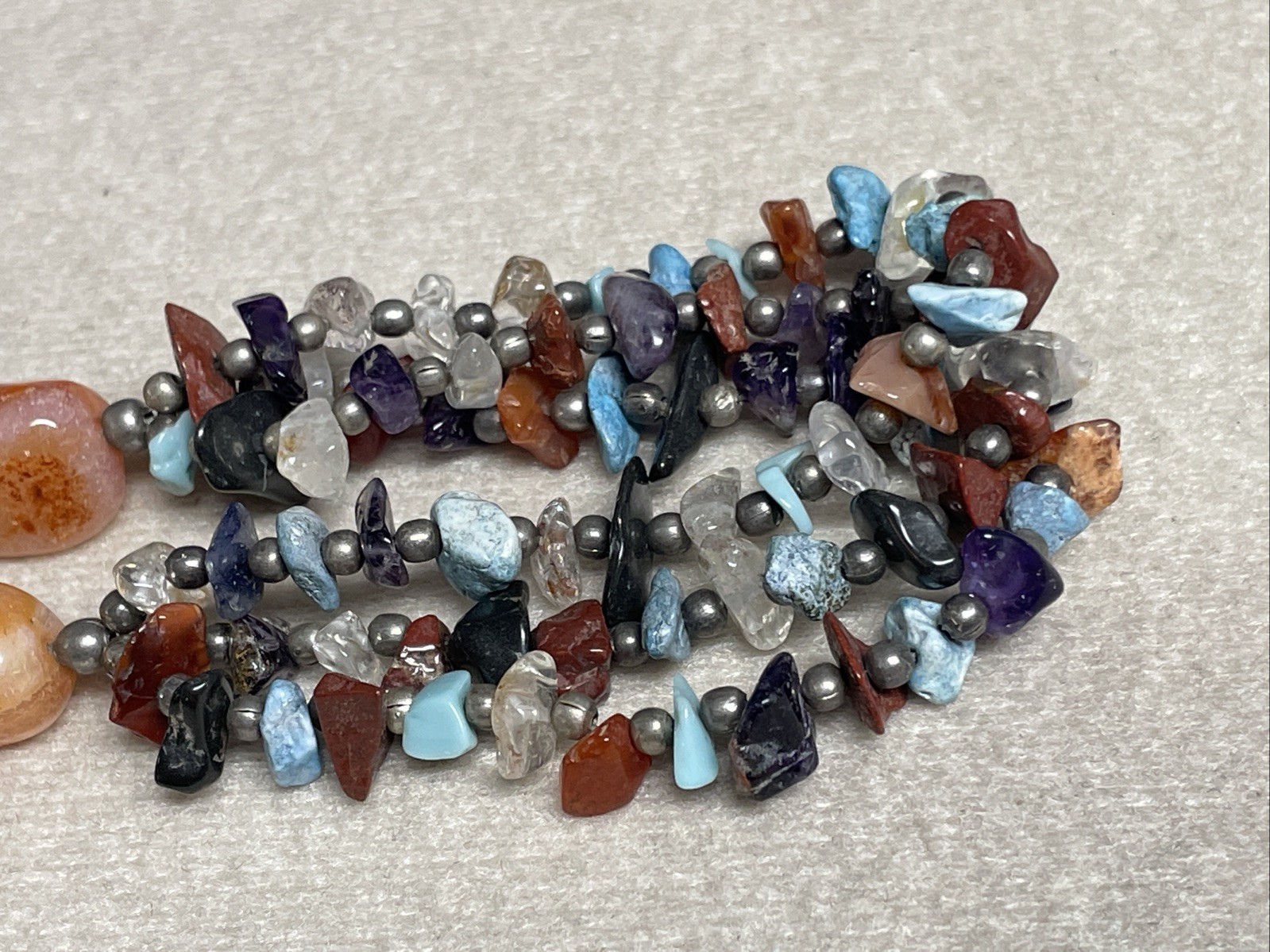 Native American Multi Gemstone Beaded Necklace 6 … - image 9