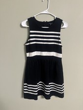 Madewell Black White Afternoon Dress Striped Structured Fit & Flare Size Medium