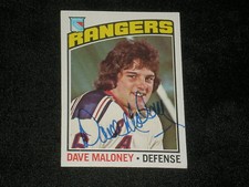 DAVE MALONEY 1976-77 TOPPS SIGNED CARD #181 RANGERS