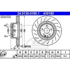 ATE 2x Bremsscheibe vorne 3450 Gelocht/innenbel. für Mercedes-Benz CLK ATE 2x Bremsscheibe vorne 3450 Gelocht/innenbel. für Mercedes-Benz CLK