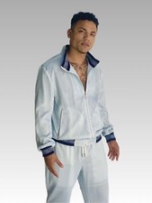 Men's Manzini Sky Blue  Navy Mesh Casual Tracksuits Outfits Sets NWT