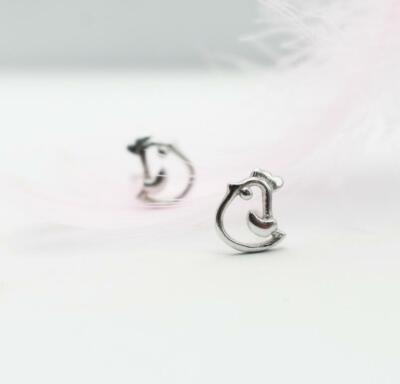 Super Adorable Tiny Animal Chicken Silver Stud Earrings