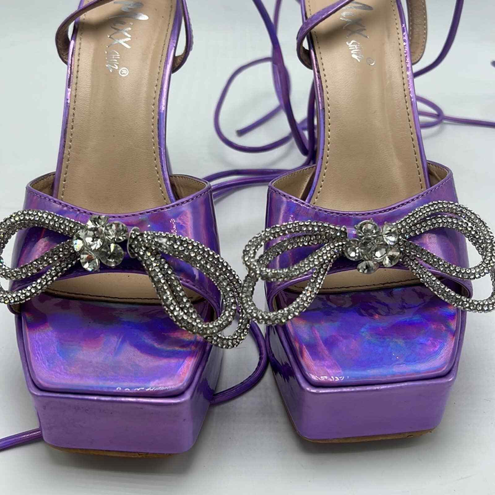 Mixx Rhinestone Square Toe Platform Block Heels B… - image 5