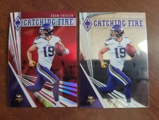 2019 Panini Phoenix Catching Fire Red /299 Adam Thielen + Base Card Vikings