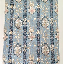 VTG Cohama Upholstery Fabric Blue Porcelain Garden Chintz Asian Chinoiserie BTY