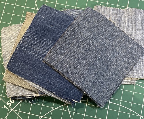 Jeans Steppquadrate X 50 Stück. Mix Blues 6 Zoll mal 6 Zoll - Bild 1 von 3