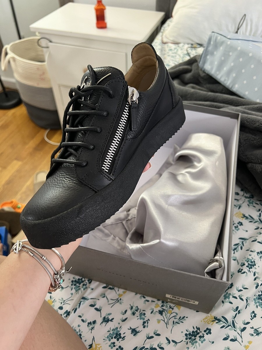$300 Giuseppe Zanotti Men's Black London Double-Zip Sneaker $300 Giuseppe Zanotti Men's Black London Double-Zip Sneaker
