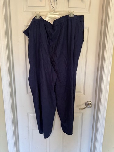 Naturals D&Co Blue Wide Leg Linen Blend Pull On High Rise Pants 3X NWT - Picture 3 of 10
