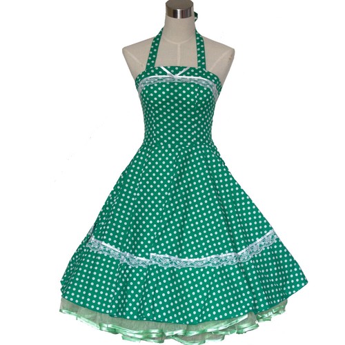 Womens 50s 60s 70s Vintage Retro Rockbilly Swing Dress Pinup Party Polka Dot - Picture 8 of 9