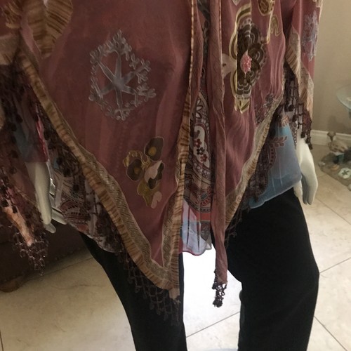 VINTAGE 1930’s Embroidered Pink Silk Fringed Piano Shawl Flapper Gatsby Downton - Picture 10 of 11