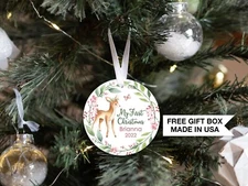 Personalized Deer Baby's 1st Christmas Ornament