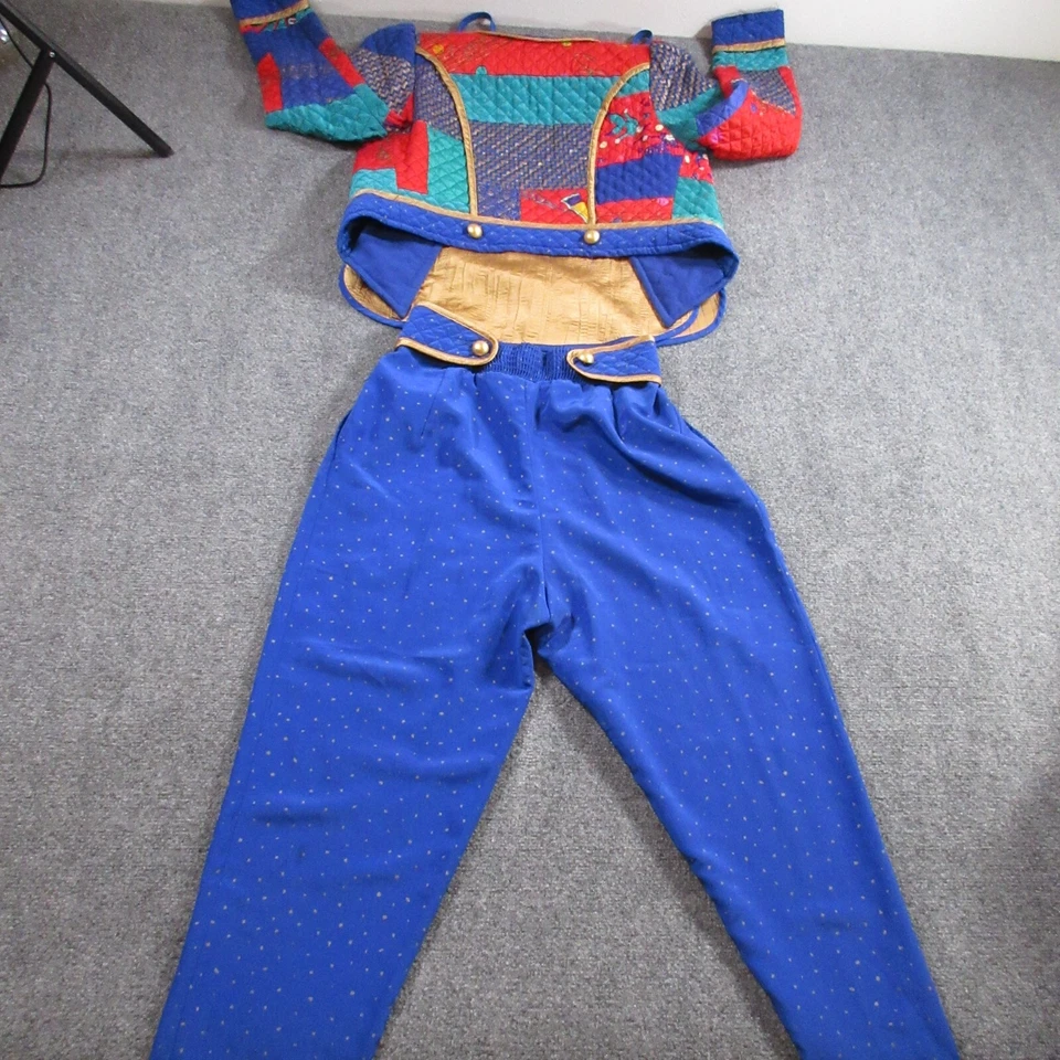 Vintage Jeanne Marc Outfit Pants Bolero Jacket Abstract Color Block Patchwork XS - Image 2 of 4