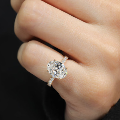 Verlobungsring 3 kt Ovalschliff Lab Grown Diamant 18 K Gelbgold IGI