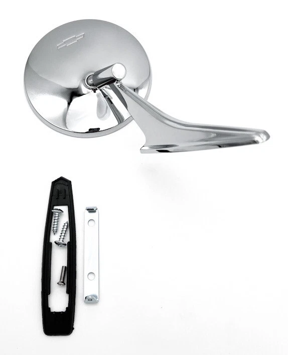 Pair Chrome Bowtie Rear View Side Mirrors For 1966-1968 Chevy Chevelle & More - Image 2 of 4