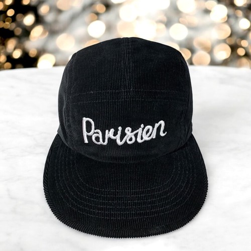 MAISON KITSUNE ‘Parisien’ Corduroy Hat 5 Panel Baseball Cap Black One Size