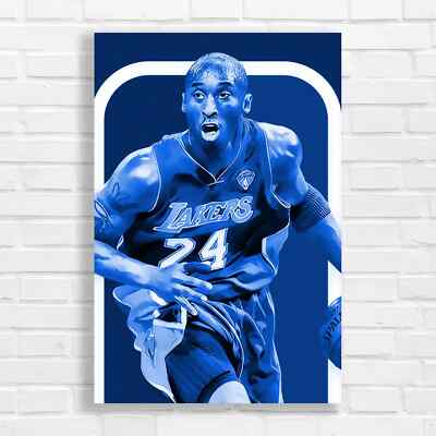 Kobe Bryant Lakers Basketball Player Blue Canvas Print Large