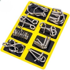 8 IN 1 Metal Craft Chinese Ring Puzzle IQ Brain Teaser Kid Adult Educational Toy