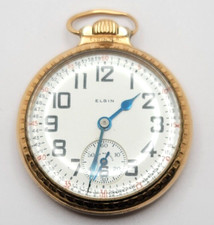 VINTAGE ELGIN B.W.RAYMOND 21 jewels 16s GRADE 472 INVAR Balance Montgomery dial
