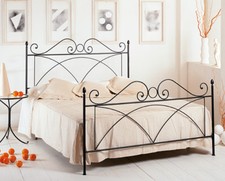 LETTO FERRO BATTUTO SABRINA MATR. NERO GRAFITE-BIANCO SATINATO