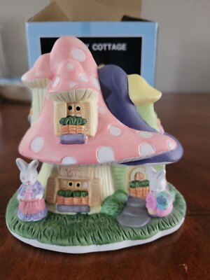 Lighted Porcelain Bunny Houses Mushroom Mansion LPH-MRM