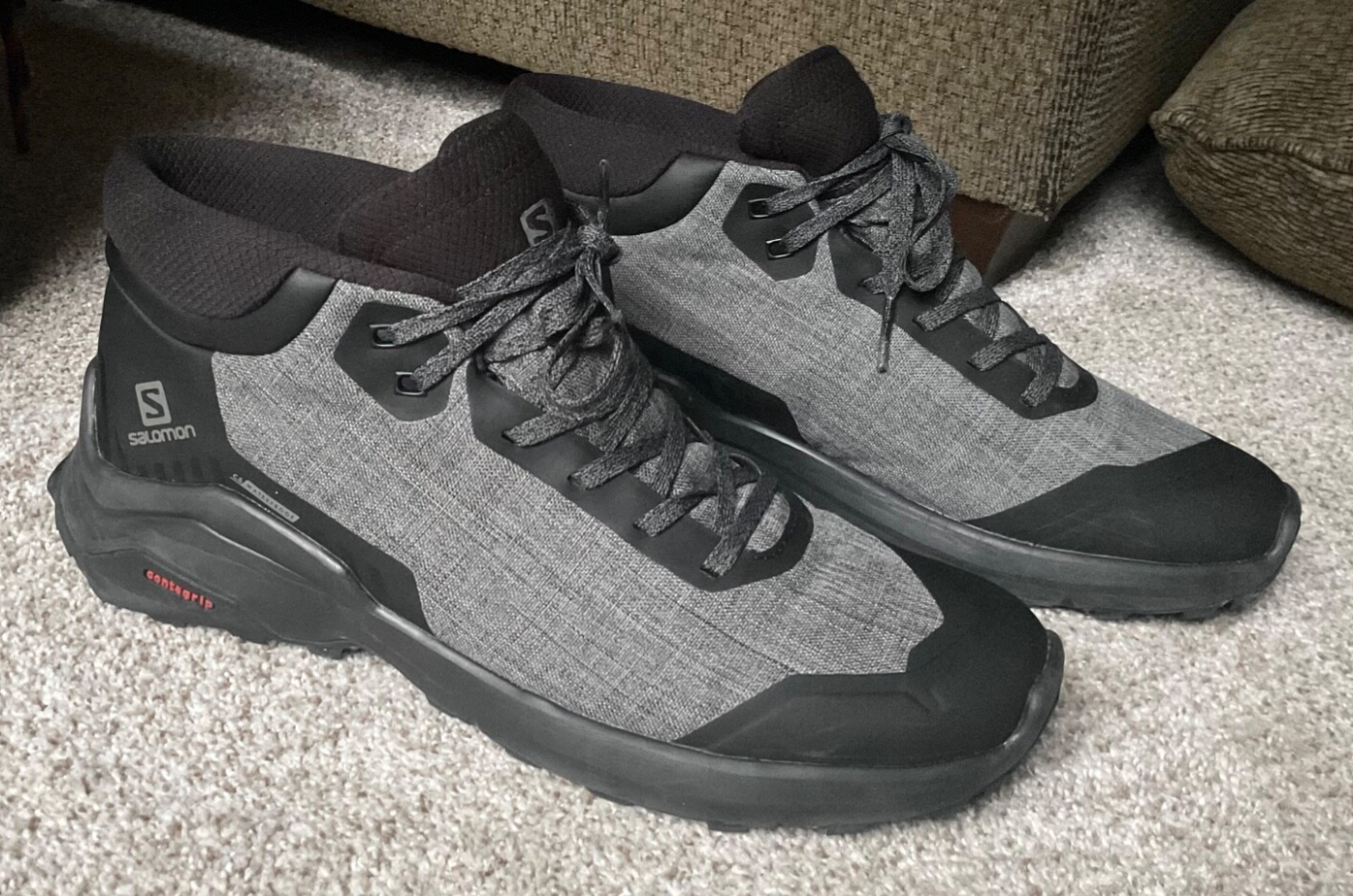 Scarpe da trekking impermeabili Salomon X Reveal molto belle da uomo 10 5 grigio nero